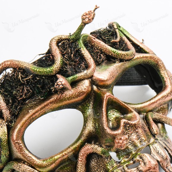 Grim Reaper Skull Woodland Medusa Snake Masquerade Mask - Picture 3 of 3
